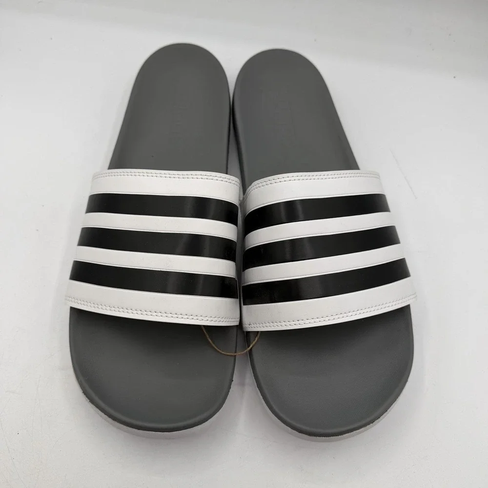 Adidas Adilette Comfort‎ Slide Mens 13 Womens 14 White Grey Beach Sandals GZ5895